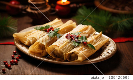 tamales, a cherished Mexican dish for Christmas celebrations 109426693