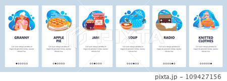 Granny website and mobile app onboarding screens vector template Granny website and mobile app onboarding screens vector template 109427156