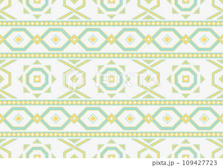abstract geometric shape ethnic seamless pattern background, yellow, green and white colors abstract geometric shape ethnic seamless pattern background, yellow, green and white colors 109427723