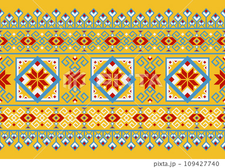 abstract geometric shape seamless pattern background, yellow, red and blue colors abstract geometric shape seamless pattern background, yellow, red and blue colors 109427740
