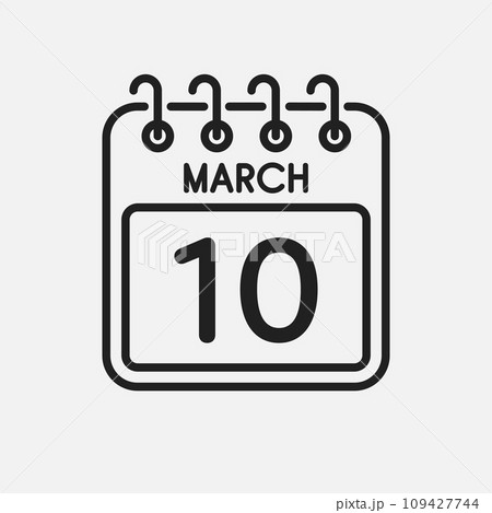 Icon page calendar day - 10 March Icon page calendar day - 10 March 109427744