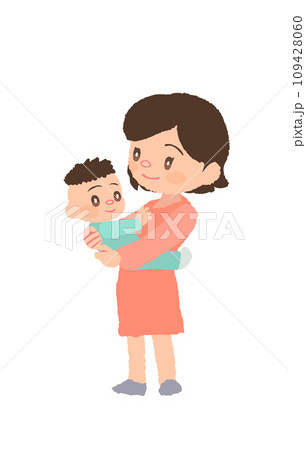 微笑むお母さんと抱っこされた赤ちゃんのイラスト 109428060