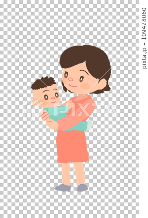 微笑むお母さんと抱っこされた赤ちゃんのイラスト 109428060