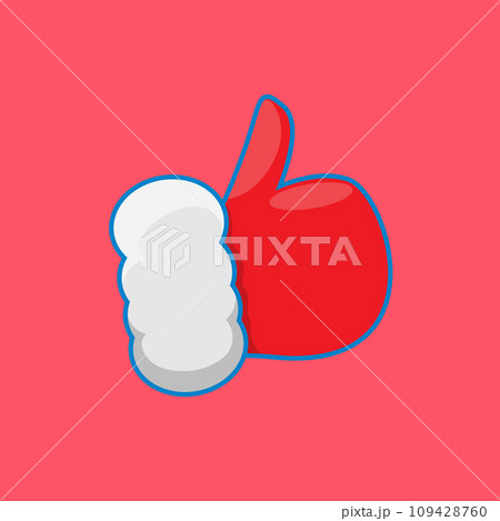 Santa Claus like icon vector illustration isolated on pink background. thumbs up hand santa symbol. Santa hand like Santa Claus like icon vector illustration isolated on pink background. thumbs up hand santa symbol. Santa hand like 109428760