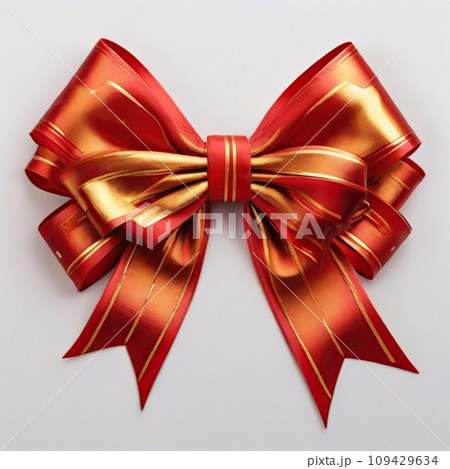Decorative big golden red bow Decorative big golden red bow 109429634