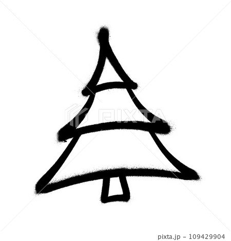 Sprayed christmas tree with overspray in black over white. Vector illustration. 109429904