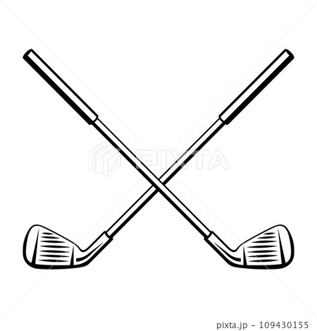 Golf sticks illustration. Sport club item or symbol. 109430155