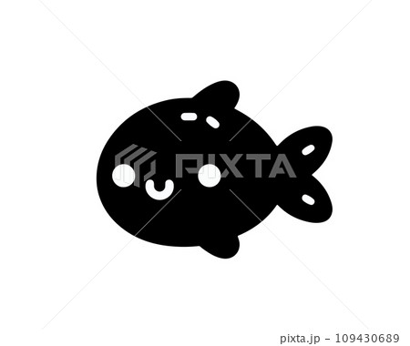 Cute kawaii fish vector illustration with black color white background 109430689