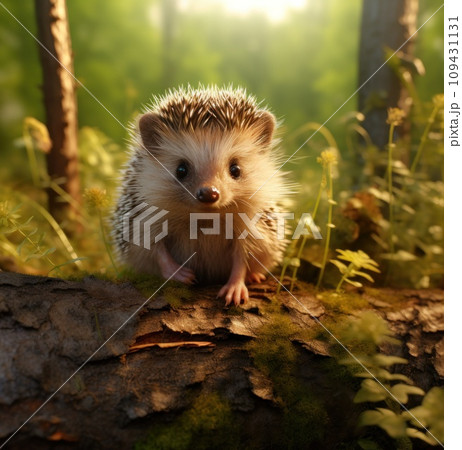 a baby hedgehog sits still and looking at the camera, a baby hedgehog sits still and looking at the camera, 109431131