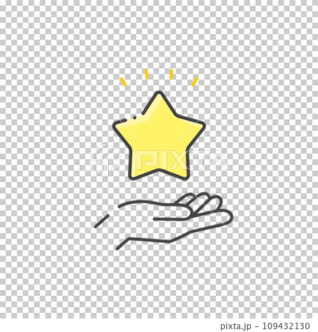 Line drawing icon of a person's hand holding a star - Recommended/Important/Ranking image material Line drawing icon of a person's hand holding a star - Recommended/Important/Ranking image material 109432130