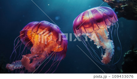 floating in the sea with jellyfish, floating in the sea with jellyfish, 109433076