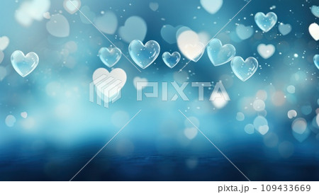 cute hearts are reflected in the blue background, 109433669