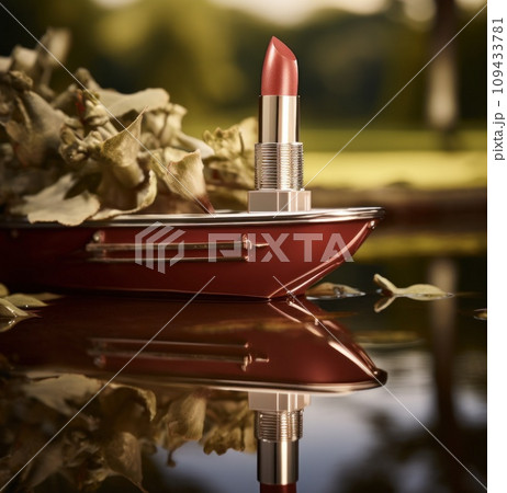 kiss the mud lipstick on a wooden boat, 109433781