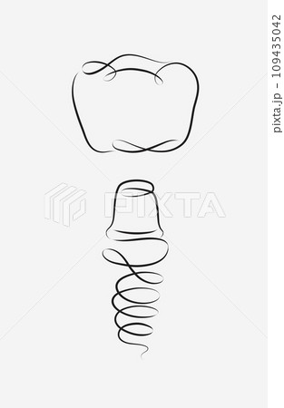 Undocked implant and dental crown linear style Undocked implant and dental crown linear style 109435042