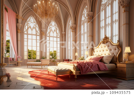 Luxury classic bedroom interior with elegant gold and white Luxury classic bedroom interior with elegant gold and white 109435575