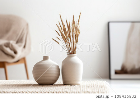 A white clean vase with dried flowers, beauty concept photo background A white clean vase with dried flowers, beauty concept photo background 109435832