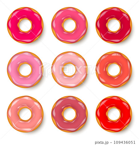 Donut, begel with cream. Cookies,cookie cake set. Sweet dessert with sugar and caramel. Tasty breakfast cooking. Cafateria food, snack. Coffee shop.Vector illustration. Donut, begel with cream. Cookies,cookie cake set. Sweet dessert with sugar and caramel. Tasty breakfast cooking. Cafateria food, snack. Coffee shop.Vector illustration. 109436051