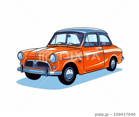 Retro car. Two-door stylish car. Side view. Illustration on white background. 109437040