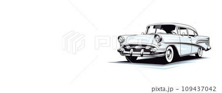 Retro car on a white background. White retro car. Illustration of a vintage car on a white background with space for text. 109437042