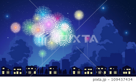 打ち上げ花火のベクター背景素材 打ち上げ花火のベクター背景素材 109437434