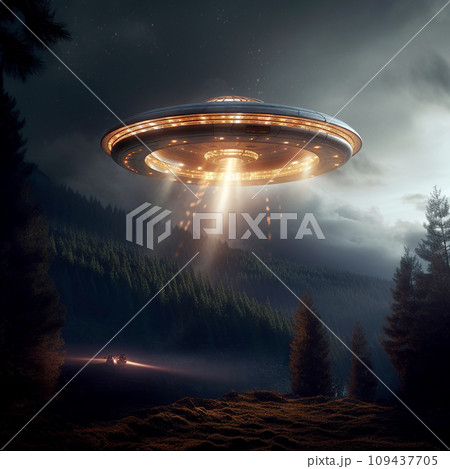UFO. Flying saucer. Unidentified flying object 109437705
