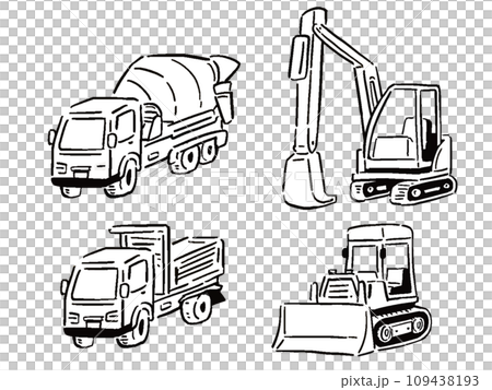 工地車輛插畫集手繪風格線描 109438193