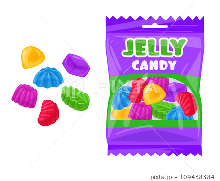 Cartoon jelly candy package. Chewy marmalade - Stock