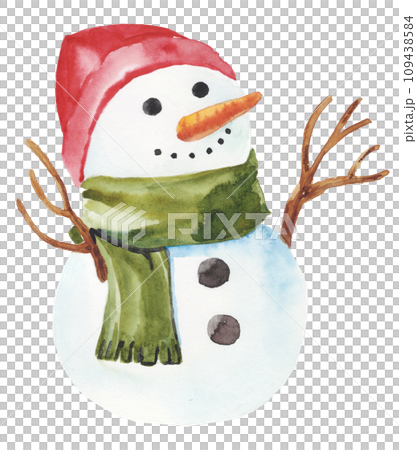 Snowman with knit cap and muffler watercolor analog material Snowman with knit cap and muffler watercolor analog material 109438584
