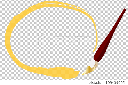 金色の墨で描いた和風の円 109439065