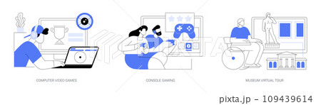 Non-immersive virtual reality isolated cartoon vector illustrations se 109439614
