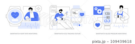 Smartwatch healthcare features isolated cartoon vector illustrations se 109439618