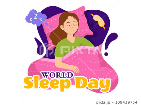 World Sleep Day Vector Illustration on March 15 with People Sleeping, Clouds, Planet Earth and the Moon in Sky Backgrounds Flat Cartoon Design World Sleep Day Vector Illustration on March 15 with People Sleeping, Clouds, Planet Earth and the Moon in Sky Backgrounds Flat Cartoon Design 109439754