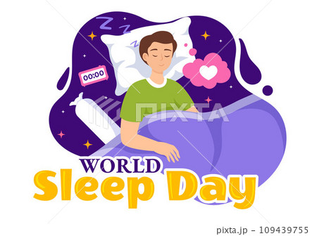 World Sleep Day Vector Illustration on March 15 with People Sleeping, Clouds, Planet Earth and the Moon in Sky Backgrounds Flat Cartoon Design World Sleep Day Vector Illustration on March 15 with People Sleeping, Clouds, Planet Earth and the Moon in Sky Backgrounds Flat Cartoon Design 109439755
