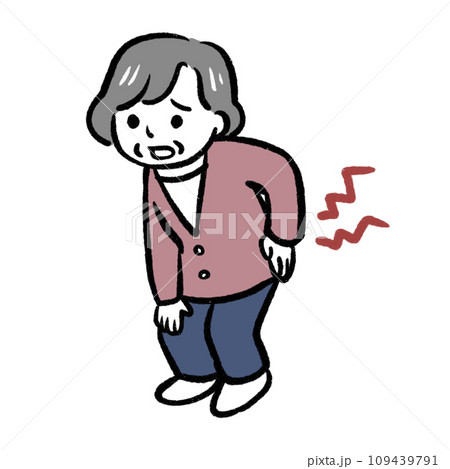 腰が痛いおばあさんのイラスト 腰が痛いおばあさんのイラスト 109439791