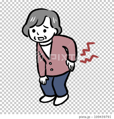 一位腰痛的老婦人的插圖 109439791