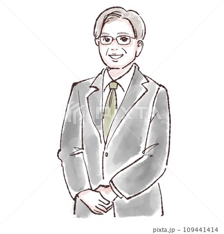 スーツ/年配男性/おじさん/40代/50代/60代/外商/営業マン/上司/役員/中年男性/お父さん/ 109441414