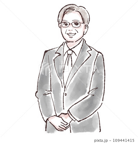 スーツ/年配男性/おじさん/40代/50代/60代/外商/営業マン/上司/役員/中年男性/お父さん/ 109441415