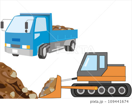 土木工事を重機とダンプカーでしている。 土木工事を重機とダンプカーでしている。 109441674