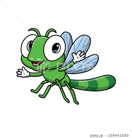 Cute dragonfly cartoon on white background 109441890