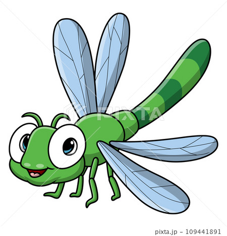 Cute dragonfly cartoon on white background Cute dragonfly cartoon on white background 109441891