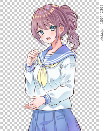 ポニーテールの女の子【楽1】のイラスト素材 [109442393] - PIXTA