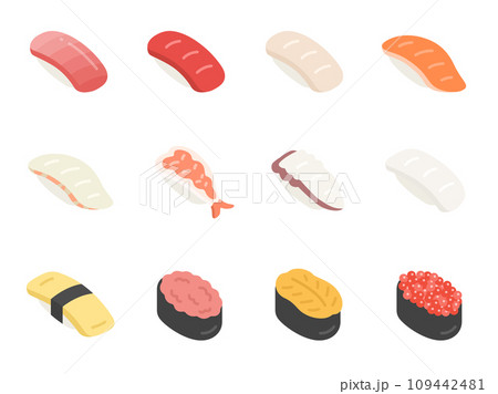 いろいろな、寿司のアイコンのイラストセット いろいろな、寿司のアイコンのイラストセット 109442481