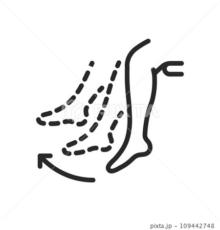 Reflex Action Icon. Thin Linear Illustration of Leg Movement for Neurological Reflex Testing and Motor Response Evaluation. Isolated Outline Vector Sign. Reflex Action Icon. Thin Linear Illustration of Leg Movement for Neurological Reflex Testing and Motor Response Evaluation. Isolated Outline Vector Sign. 109442748