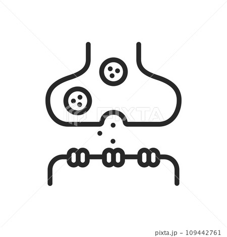 Synapse Icon. Thin Linear Illustration for Neurological Connections, Brain Function, and Neural Communication Education. Isolated Outline Vector Sign. Synapse Icon. Thin Linear Illustration for Neurological Connections, Brain Function, and Neural Communication Education. Isolated Outline Vector Sign. 109442761