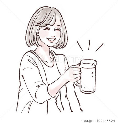 ビールを持った女性のイラスト素材 109443324