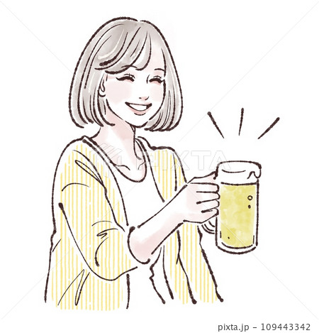 ビールを持った女性のイラスト素材 ビールを持った女性のイラスト素材 109443342