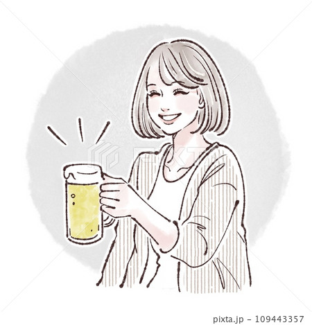 ビールを持った女性のイラスト素材 109443357