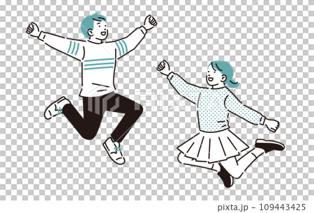 人們跳躍的男孩和女孩組 109443425