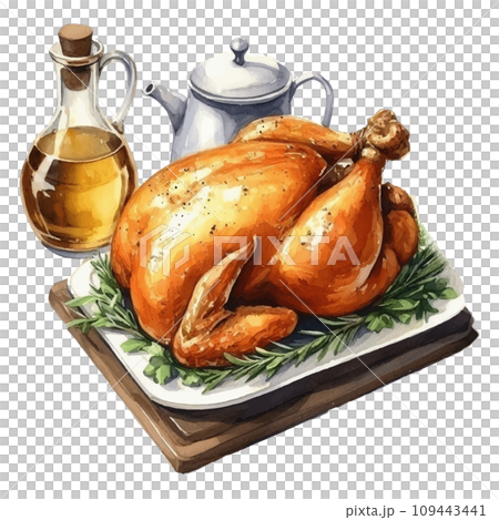 七面鳥の水彩イラストの素材 109443441