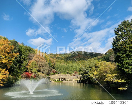 紅葉と噴水のある風景 紅葉と噴水のある風景 109443564
